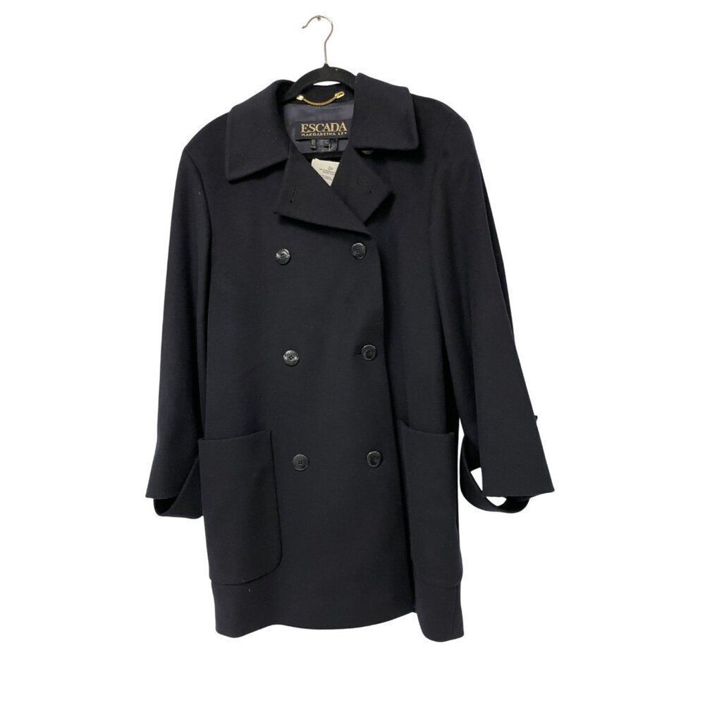 Escada Margaretha Ley Pea Coat Jacket EU 34 Small Navy Blue VTG 03910/303 NWT
